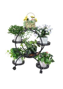 Etagere Plante Interieur Exterieur Porte Pot de Fleurs Orchidee Roulette en Metal Pour Jardin Balcon Terrasse