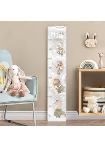 Kindermesslatte Holz Aquarell Tiere - Bis zum Mond mit Wunschname