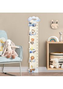 Kindermesslatte Holz Aquarell Tierpilot mit Wunschname