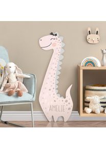 Kindermesslatte Holz Dino Mädchen Pastell mit Wunschname