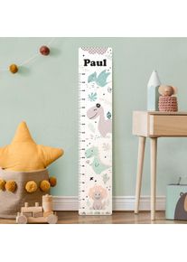 Kindermesslatte Holz Dino Pastell mit Wunschname