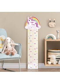 Kindermesslatte Holz Einhorn Regenbogen mit Wunschname