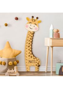 Kindermesslatte Holz Giraffen Junge mit Wunschname