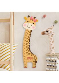 Kindermesslatte Holz Giraffen Mädchen mit Wunschname