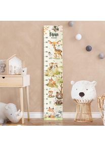 Kindermesslatte Holz Tiere aus dem Wald Aquarell mit Wunschname