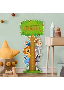 Kindermesslatte Holz No.BF1 Dschungeltiere mit Wunschname
