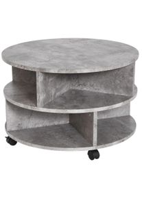 HOMCOM Coffee Table on Wheels Round 2 Tier Storage Divider Shelves Versatile Modern | Aosom Ireland