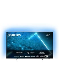 Philips Oled-Fernseher »48Oled707/12«, 121 Cm/48 Zoll, 4k Ultra Hd, Android Tv-Smart-Tv silberfarben, 121 cm (48"), Ultra HD 4K, Flat-OLED,...
