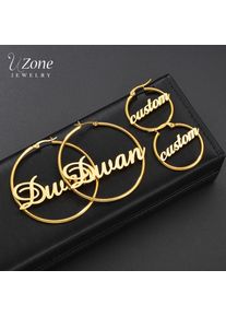 UZone 1 Pair Stainless Steel Custom Name Hoop Earrings Personalized Letter Circle Earring For Women Girls Birthday Party Jewelry
