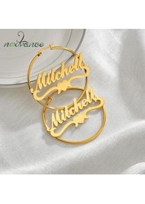 Nextvance Earrings 2021 Trend Personalised Stainless Steel Custom Name hoop Earring Nameplate Handmade For Women Jewelry Gift