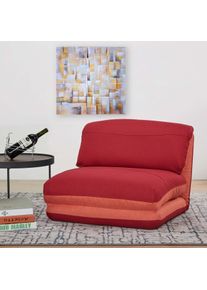 Schlafsessel HWC-E68, Schlafsofa Funktionssessel Klappsessel Relaxsessel, Stoff/Textil ~ orange/dunkelrot