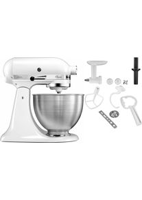 KitchenAid Küchenmaschine »5K45Ssewh+Sfga+Kcca Weiss«, 275 W, 4,3 L Schüssel, Gratis Fleischwolf, Spritzgebäckvorsatz (Wert Ca. 129,-Uvp) weiß,...