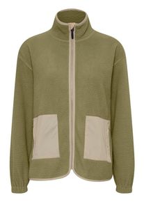 oxmo Dames Fleece jas 'Oxpiper' beige / groen L