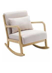 Fauteuil à bascule design en bois et tissu. 1 place. rocking chair scandinave. beige - Beige