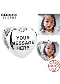 Authentic 925 Sterling Silver Openwork Heart Charms Beads Fit Bracelet Necklace DIY Custom Photo Personalized Jewelry