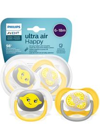 Philips Avent Schnuller »Ultra Air Collection 6-18m scf080/18«, (2 St.), Kiefergerecht Geformter Sauger Aus Silikon, Inkl. Sterilisationsbox gelb...
