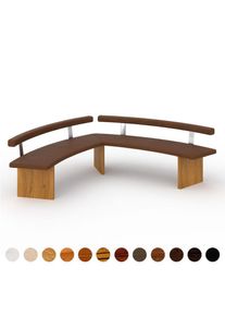 Premiun Eckpolster Sitzbank nougatbraun handgemacht edel und wertbeständig Glas Tisch zum konfigurieren Aachen ricon manufaktur Silber Blattmetall