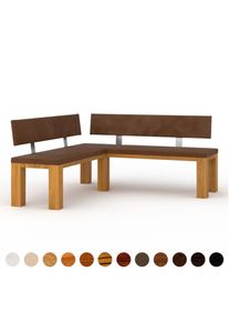 Premiun Eckpolster Sitzbank nougatbraun handgemacht edel und wertbeständig Glas Tisch zum konfigurieren Aachen ricon manufaktur Silber Blattmetall