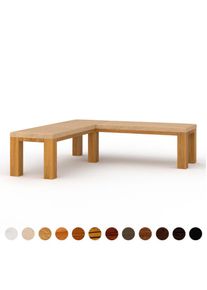 Eckbank mit Polster Leder im Konfigurator cream farben kombiniert mit Lehne auch Eck Variante mit Stoff oder Alcantara premium Ricon