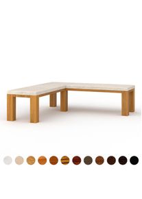 moderner Polstereckbank aus Leder nach Mass weiß Metall Holzgestell und Velours luxus Esszimmer auch mit exklusivem Stoff Velvet ricon