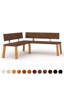 Premiun Eckpolster Sitzbank nougatbraun handgemacht edel und wertbeständig Glas Tisch zum konfigurieren Aachen ricon manufaktur Silber Blattmetall