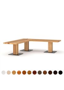 Eckbank Kernesche nach Maß solide Esche mit buntem Kern Massivholz nachhaltig und einzigartig plus Stahlgestell handgefertigt bei Ricon