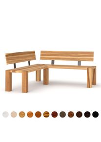 Eckbank Kernesche nach Maß solide Esche mit buntem Kern Massivholz nachhaltig und einzigartig plus Stahlgestell handgefertigt bei Ricon