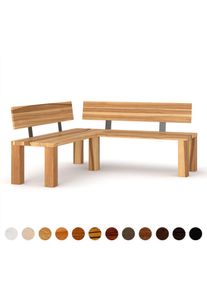 Eckbank Kernesche nach Maß solide Esche mit buntem Kern Massivholz nachhaltig und einzigartig plus Stahlgestell handgefertigt bei Ricon