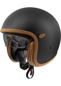 Premier Vintage Platinum BM, open face helmet , color: Matt-Black/Brown , size: 3XL
