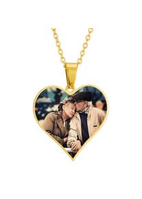 Personalized Custom Photo Name Necklaces Stainless Steel Heart Shaped Romantic Pendant Necklaces For Women Men Jewelry