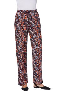 Damska Nohavice na gumu, listová potlač Námornícka modrá-papájová potlač veľkosť 28