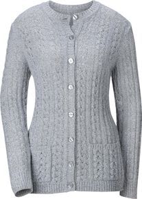 Dames Vest met ton-sur-ton-knopen lichtgrijs gemêleerd Maat 54