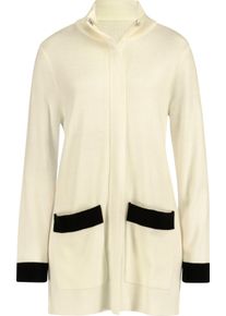 Dames Lang vest met ritssluiting ecru/zwart Maat 40