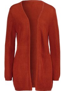 Damen Strickjacke mit gerippten Abschl&uuml;ssen rostrot Gr&ouml;&szlig;e 50