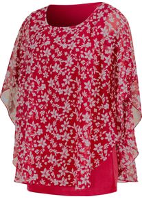 Dames Georgette blouse in laagjeslook rood gedessineerd Maat 42