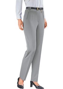 Dames Broek met persplooi en elastische band lichtgrijs Maat 56