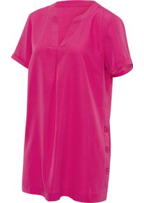 Lange blouse, Dames, Maat 48, Fuchsia, Webstoff, Plooien, V-hals, Sierknopen, Allroundtalent
