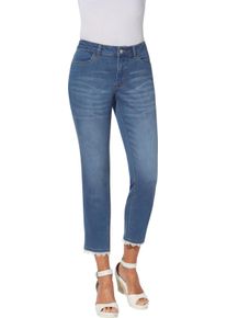 Dames 7/8-jeans met kant op de pijpzoom blue-bleached Maat 38