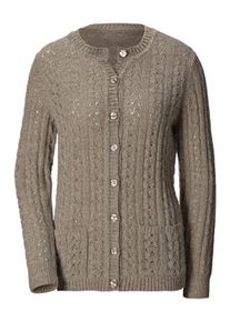 Dames Vest met ton-sur-ton-knopen in beige gemêleerd ,maat 38, WITT, 73% Polyacryl, 20% Polyamide, 7% Polyester