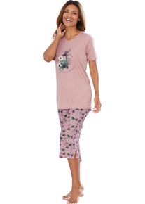 Damen Capri-Schlafanzug mit platziertem Blumendruck hortensie-bedruckt Größe 40/42