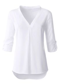 Dames Lange blouse met verlengd rugpand in wit ,maat 36, WITT, 100% Polyester