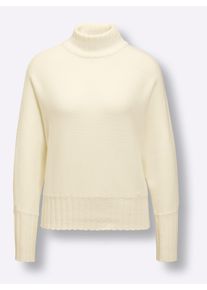 CREATION L PREMIUM Dames Pullover van wol met vleermuismouw in ecru ,maat 36, Witt, 100% Scheerwol