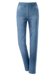 Dames Comfortjeans met geribde comfortband van tricot in blue-bleached ,maat 36, WITT, 78% Katoen, 20% Polyester, 2% Elastan