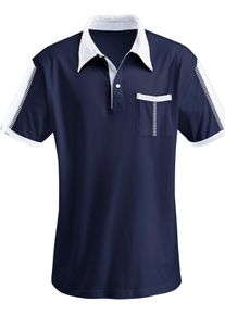 Heren Poloshirt in marine/wit ,maat 44/46, WITT, 100% Katoen
