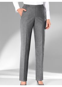 Dames Broek van opgeruwd wintermateriaal in grijs gemêleerd ,maat 38, Witt, 66% Polyester, 32% Viscose, 2% Elastan