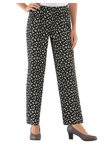 Dames Comfortbroek met viscose in zwart gebloemd ,maat 195, WITT, 52% Polyester, 48% Viscose