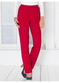 Dames Broek van seersucker in rood ,maat 19, WITT, 100% Polyester