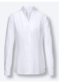 CREATION L PREMIUM Damen Langarm-Bluse leicht glänzend in weiß ,Größe 48, Witt, 70% Viskose, 30% Seide