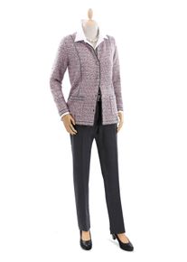 Dames Vest met rolranden in steengrijs/rozenkwarts gedessineerd ,maat 38, WITT, 51% Polyacryl, 38% Katoen, 11% Polyester