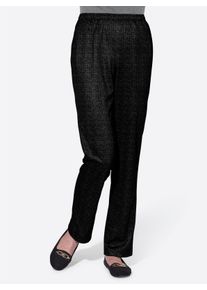 Dames Comfortbroek met mooie patroonprint, opgeruwd aan de binnenkant in zwart gedessineerd ,maat 38, WITT, 100% Polyester